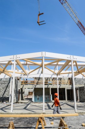 photographe de chantier à Aix-les-bains : l'ossature bois prend de la hauteur