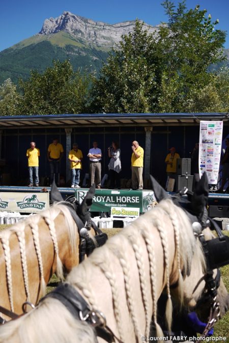cérémonie de remise des plaques photographiée lors du Rallye équestre, sous la dent d'Arclusaz