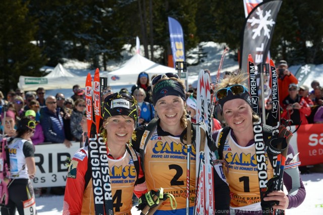 Photographe de ski nordique en Savoie : Trois biathlètes après une course