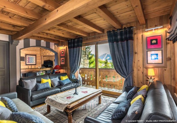 Photographe chalets de montagne à Méribel (3 Vallées) : coin salon