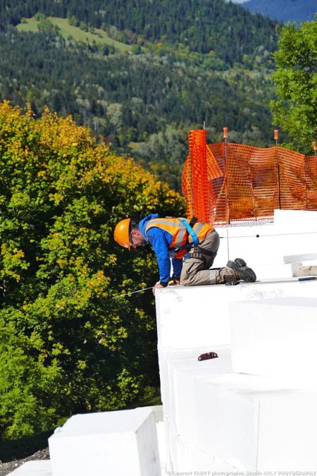 Travaux de soutènement de Mussillon photographié par le photographe de chantier dans les Alpes
