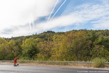 Photographe Professionnel BTP Rhône-Alpes : Enrobé à Froid En Lozère Par Colas