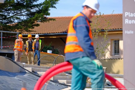 Photographe près de Lyon pour un chantier Colas : la place Ronshausen en travaux