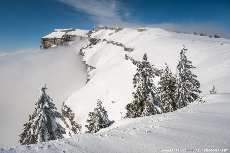 Les falaises du Mont Margériaz, petite station de ski du massif des Bauges
