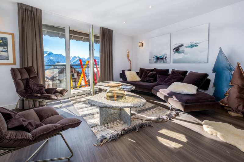 Popalp, hôtel à l'Alpe d'Huez (Isère) : le salon de l'appartement