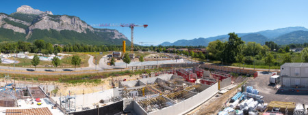 photographe de chantier entre Chambéry et Grenoble : Panorama de la vallée du Grésivaudan depuis les chantiers Legendre à Crolles (38)