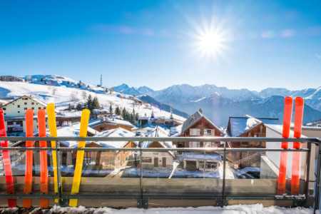 Popalp, hôtel à l'Alpe d'Huez (Isère) : vue depuis un balcon