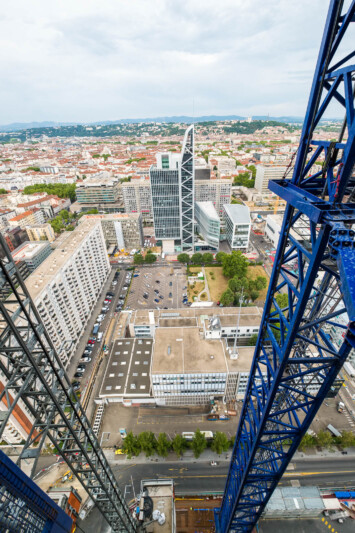 Photographe de chantier à Lyon : quartier de la Part Dieu vu depuis la nouvelle tour la To-Lyon