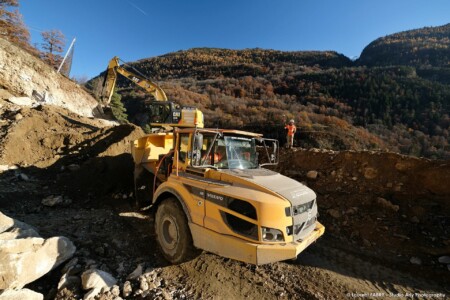 photographe de chantier en Tarentaise : Travaux de terrassement à la carrière CSME Villette par la société Martoïa