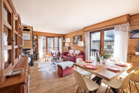 Laurent FABRY photographe d'appartement à Megève : le salon salle à manger