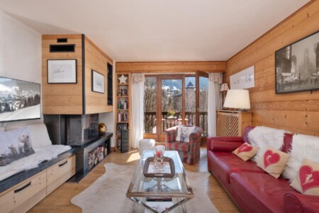 Grand salon salle à manger et sa cheminée avec vue sur le balcon