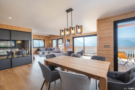 Pièce de vie dans un chalet à Nantailly (Hauteluce, Beaufortain)